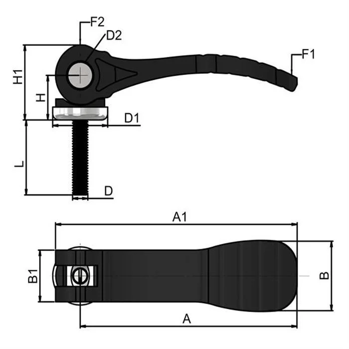 Factory CNC Aluminium Handle with Stainless Pin External Thread Adjustable Cam Lever